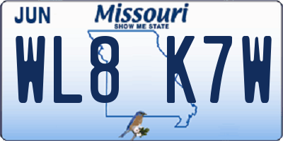 MO license plate WL8K7W