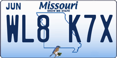 MO license plate WL8K7X