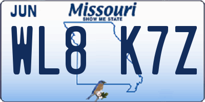 MO license plate WL8K7Z