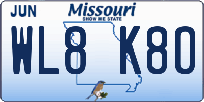 MO license plate WL8K8O