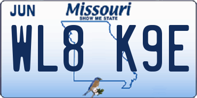 MO license plate WL8K9E