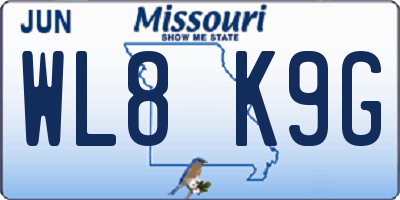 MO license plate WL8K9G