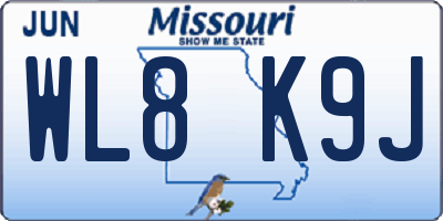 MO license plate WL8K9J