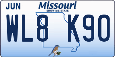 MO license plate WL8K9O