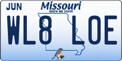 MO license plate WL8L0E