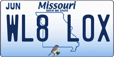MO license plate WL8L0X