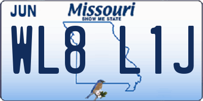 MO license plate WL8L1J