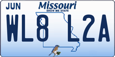 MO license plate WL8L2A