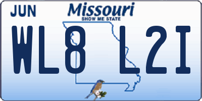 MO license plate WL8L2I