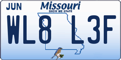 MO license plate WL8L3F