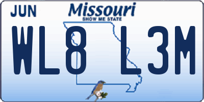 MO license plate WL8L3M
