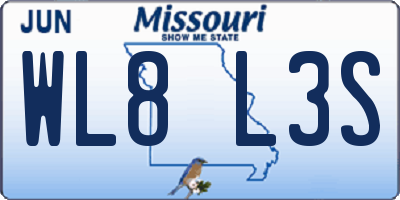 MO license plate WL8L3S