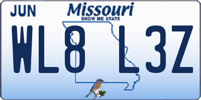 MO license plate WL8L3Z