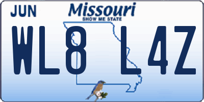 MO license plate WL8L4Z