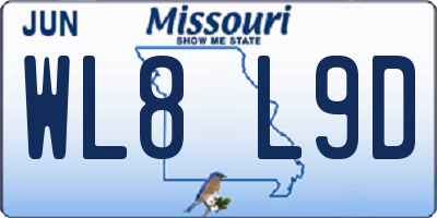 MO license plate WL8L9D