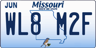 MO license plate WL8M2F