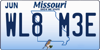 MO license plate WL8M3E