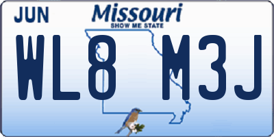 MO license plate WL8M3J