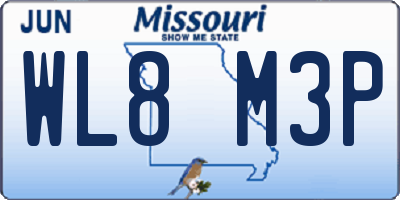 MO license plate WL8M3P