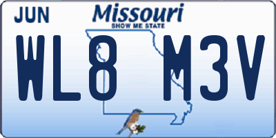 MO license plate WL8M3V