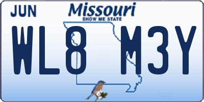 MO license plate WL8M3Y