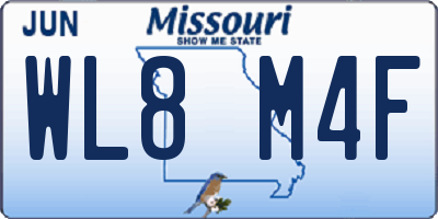 MO license plate WL8M4F