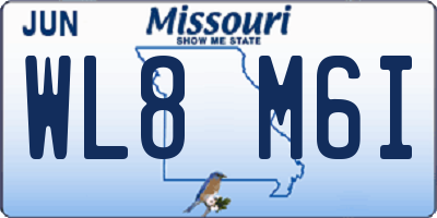 MO license plate WL8M6I