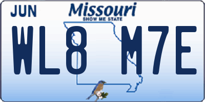 MO license plate WL8M7E