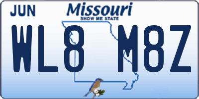MO license plate WL8M8Z
