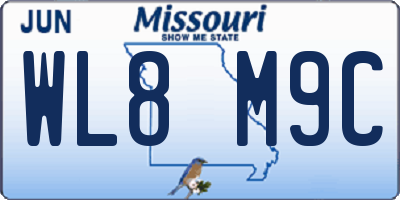 MO license plate WL8M9C
