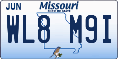 MO license plate WL8M9I