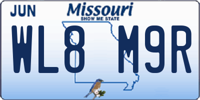 MO license plate WL8M9R