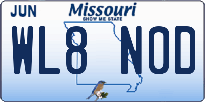 MO license plate WL8N0D