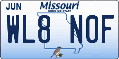 MO license plate WL8N0F