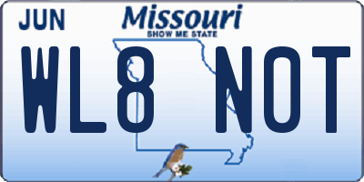 MO license plate WL8N0T