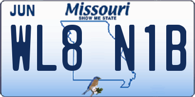 MO license plate WL8N1B