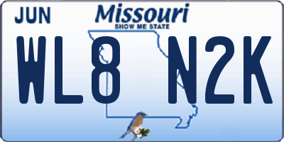 MO license plate WL8N2K