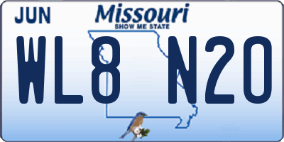 MO license plate WL8N2O