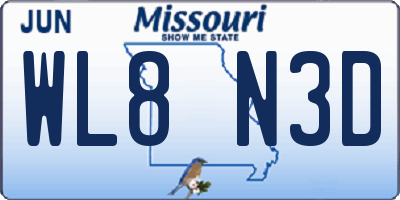 MO license plate WL8N3D
