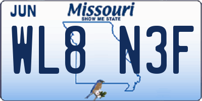 MO license plate WL8N3F