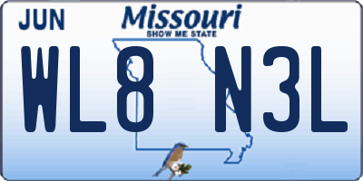 MO license plate WL8N3L