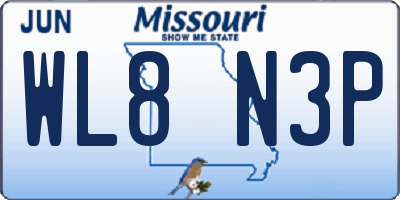 MO license plate WL8N3P