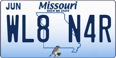 MO license plate WL8N4R