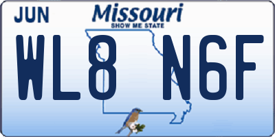 MO license plate WL8N6F