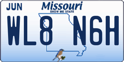 MO license plate WL8N6H