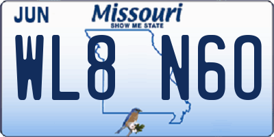 MO license plate WL8N6O