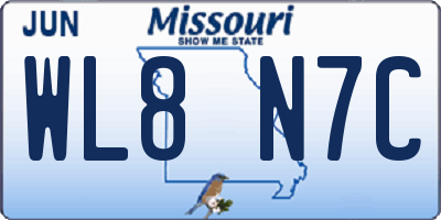 MO license plate WL8N7C