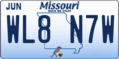 MO license plate WL8N7W