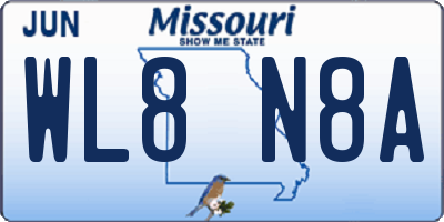 MO license plate WL8N8A