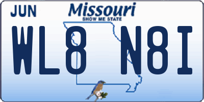 MO license plate WL8N8I